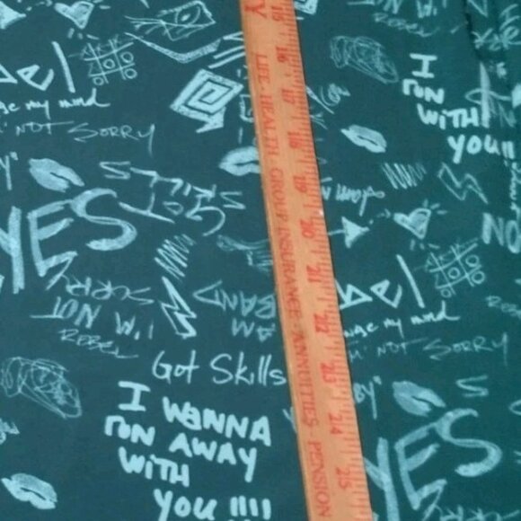 Melissa McCartney Seven Shirt Blouse Plus Size 2X Green Graffiti Long Sleeve Top - Picture 6 of 16